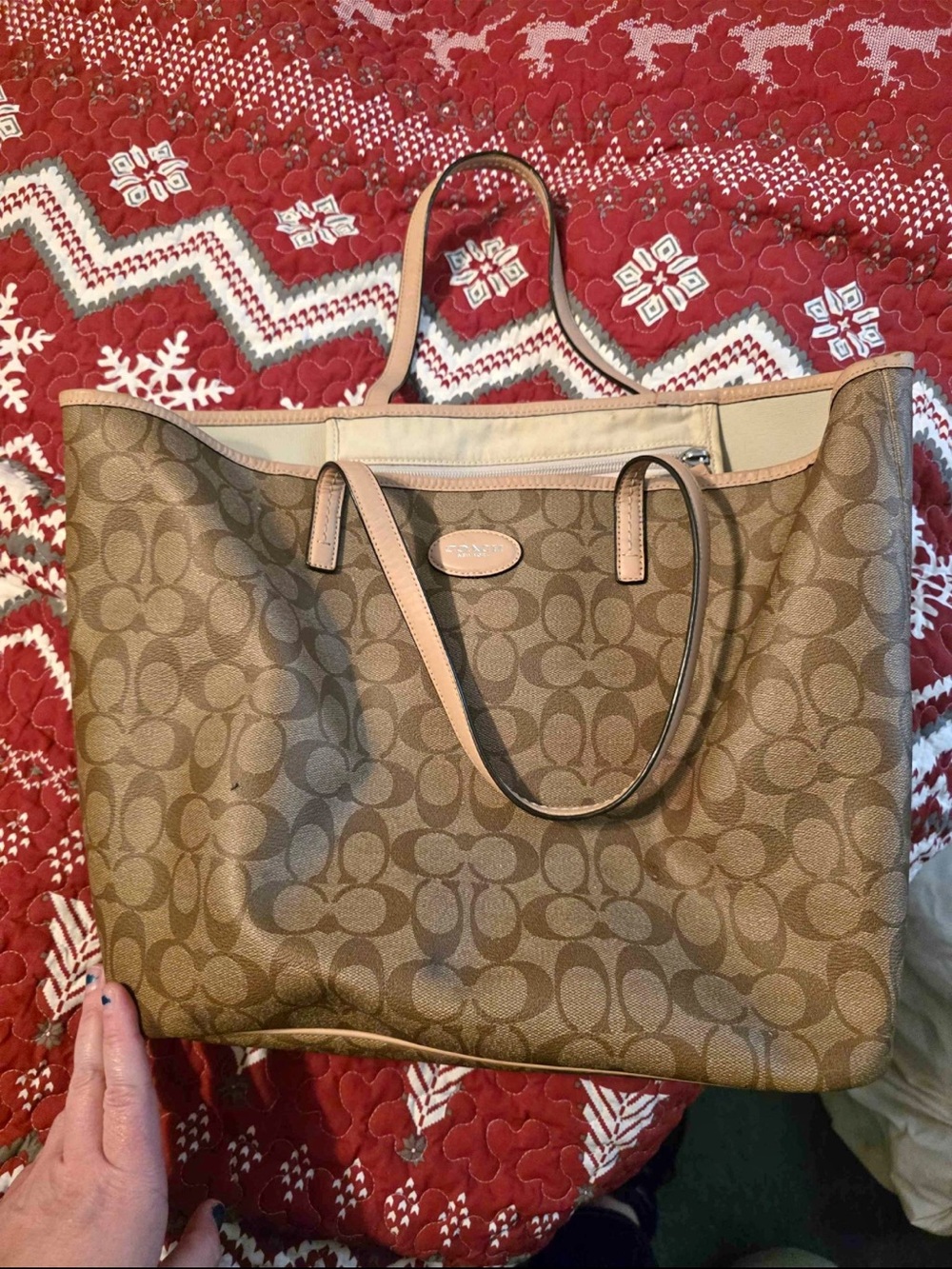Coach Monogram Tote in Light Brown and Tan